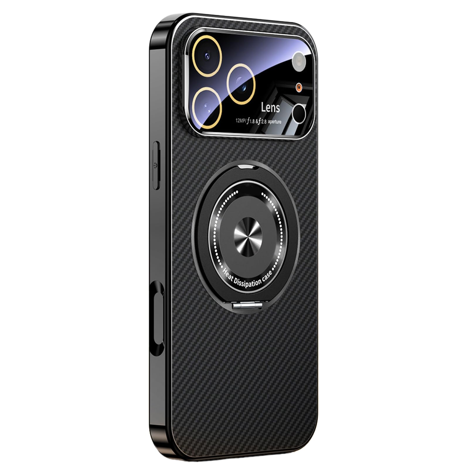 Coque iPhone 17 Pro Max magnétique anti-rayure à support métallique noir