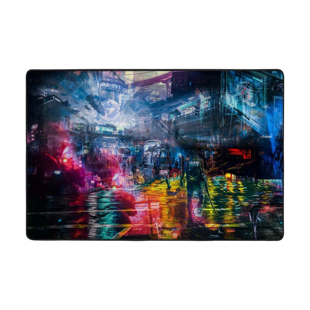 Tapis pour salon Ruchen grand format anti-froid en velours corail futuriste