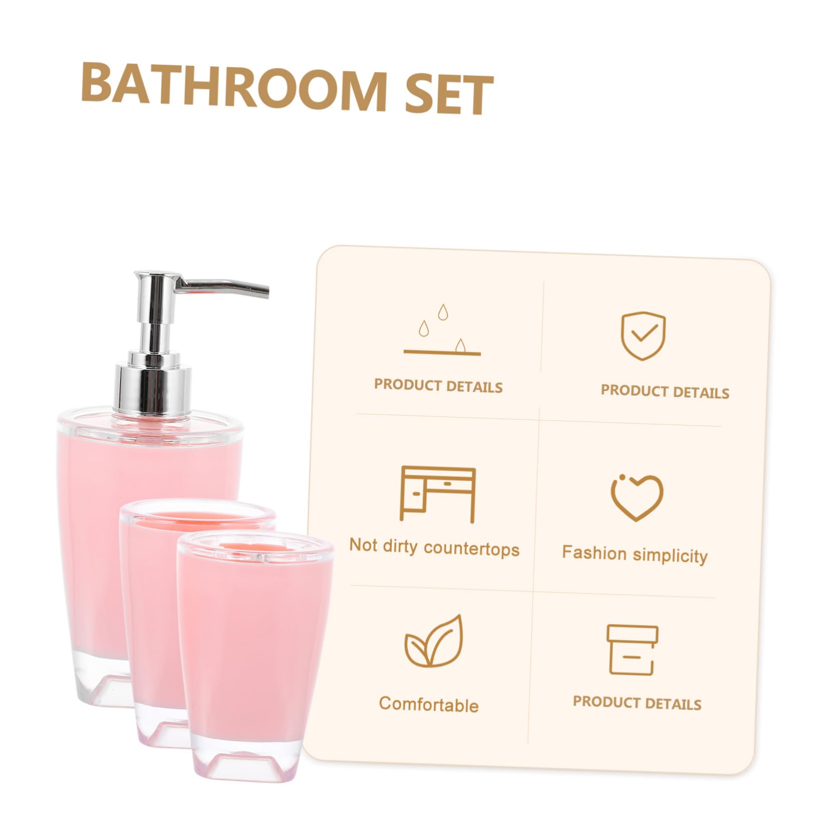 Set Accessori da Bagno Rosa 4 Pezzi in Ps Elegante e Funzionale per Mantenere Ordinato Bagno come Regalo la Casa