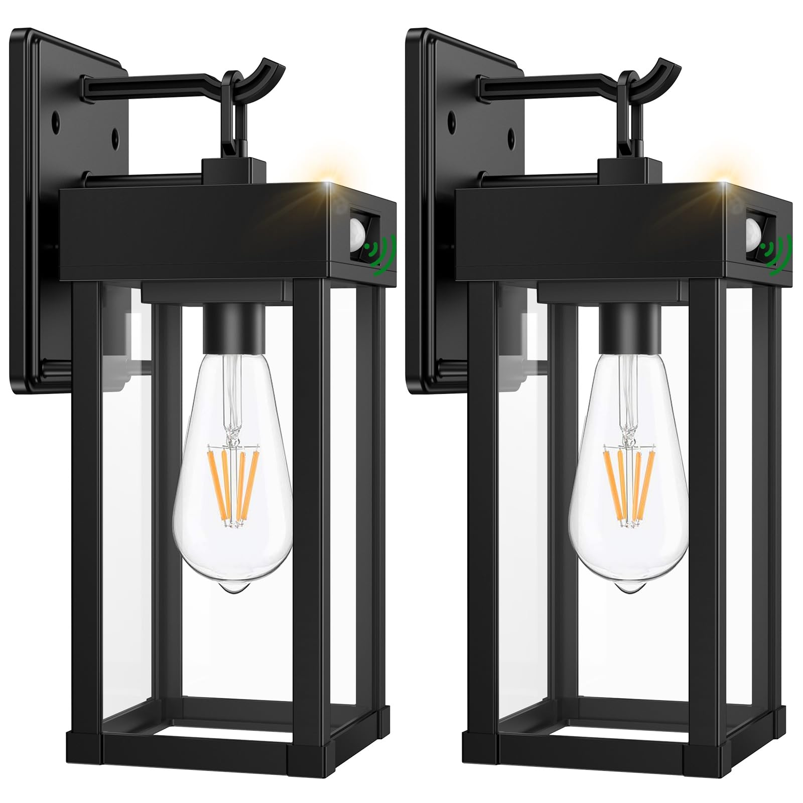 2 Pack Outdoor Solar Wall Light Fixtures With Dusk To Dawn Sensor