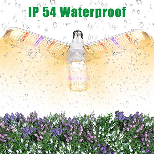 150W LED Grow Light Bulb Foldable Sunlike Full Spectrum Lamp for Indoor Plants, 414 LEDs Sunlike Grow Lights with Power Cord, E27 Plant Lamp for Flowers, Vegetables, Greenhouse & Hydroponic (2 Pack)