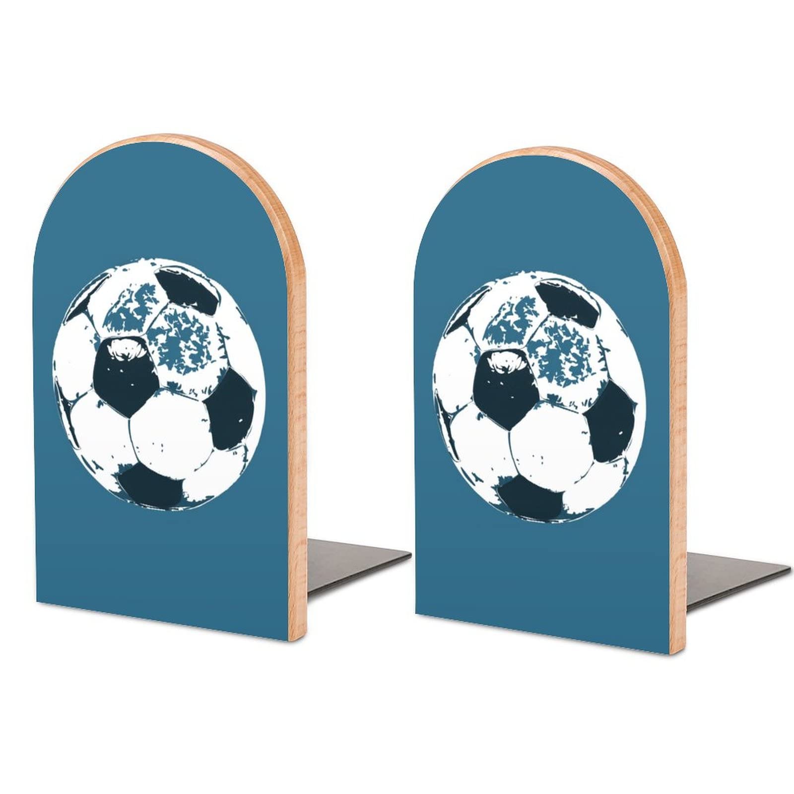 Football Soccer Wooden Bookends Non-Skid Book Holder Funny Book Organizer Book Ends Decorativer
