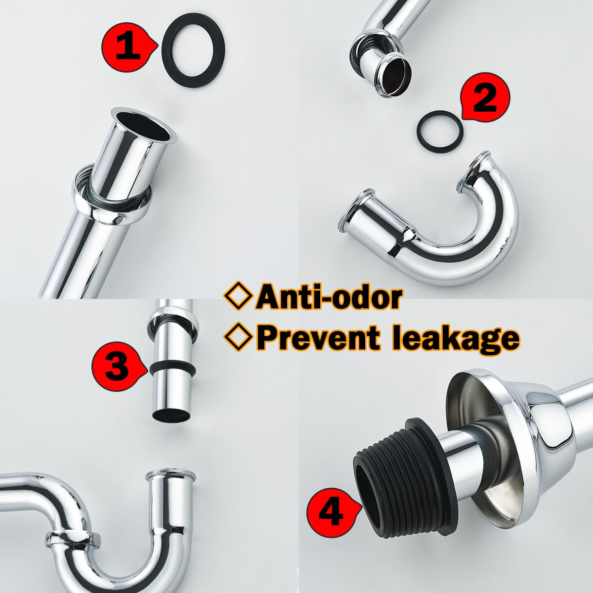 RANDOM RD83555C-L - Trampa para fregadero de baño de latón en forma de U de 1-1/4 pulgadas con tubo de extensión de junta deslizante, botella de drenaje de residuos de altura ajustable, kit de trampa