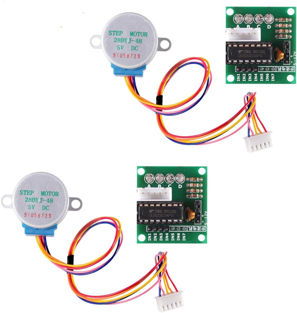 2Sets 28BYJ-48 DC 5V Stepper Motor + ULN2003 Driver Test Module Board