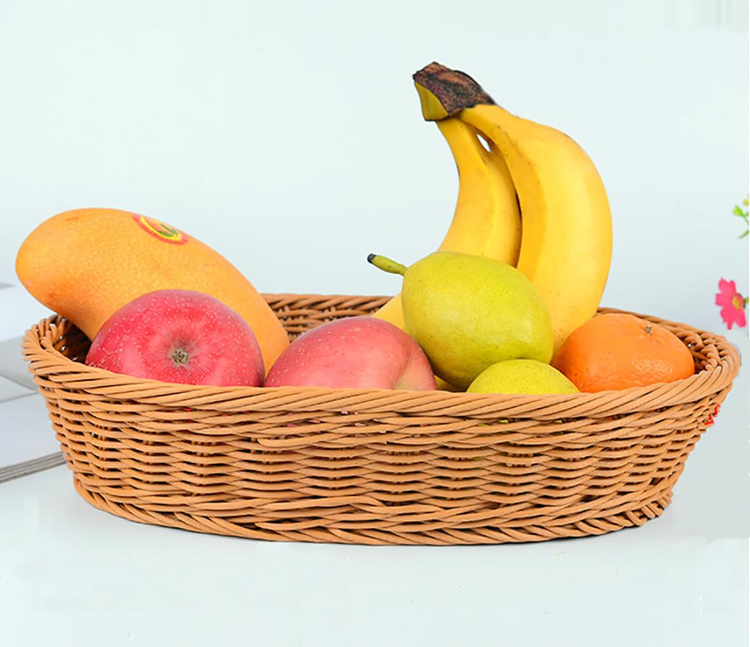 Cesta de pan de mimbre, cesta de almacenamiento tejida de mesa, comida frutas y verduras, cesta de servir para restaurante (11 x 7.5 x 3.9 lnch) (2 piezas)