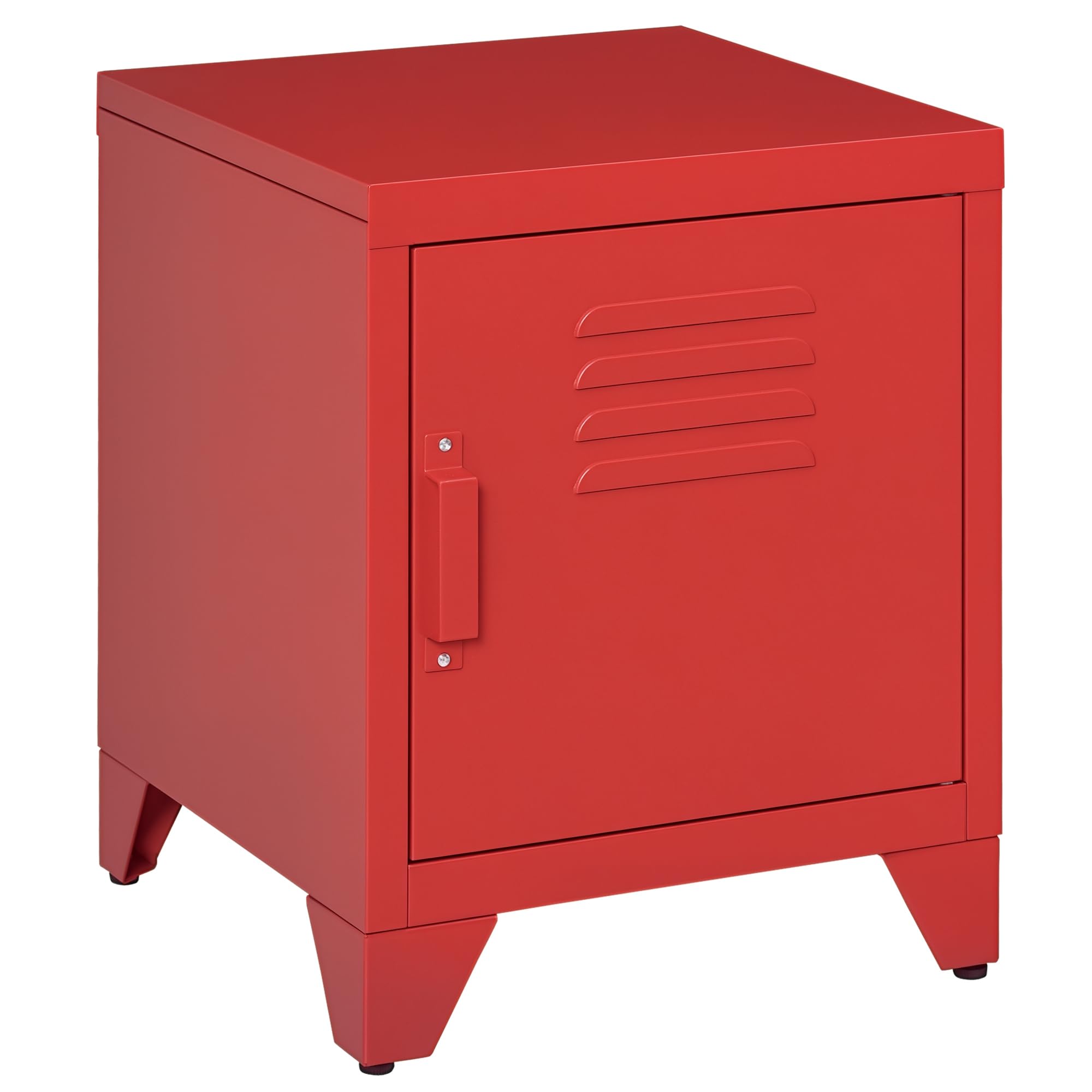GarveeHome Metal Locker End Table With 2 Adjustable Shelves, Anti-Tilt Design, Multi-Storage Cabinet For Bedroom Living Room, Pink