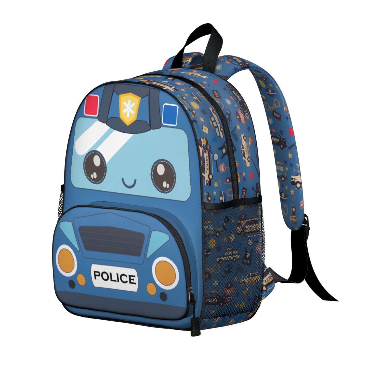 IgnisCrest Police Car Pattern Toddler Backpack for Boys,Cartoon Backpacks School Bookbags,Kindergarten Backpack for Boys