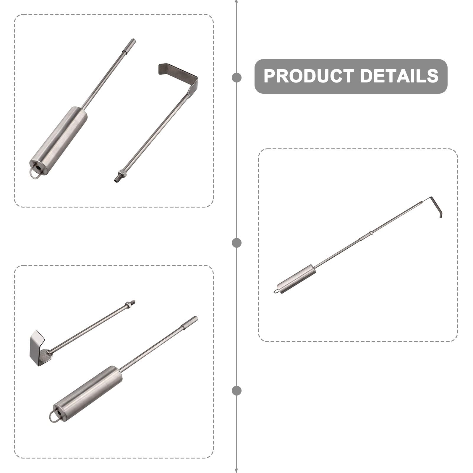EasyByMall Râteau à cendres de barbecue en acier inoxydable pour Kamado Joe, barbecue à charbon et poêle à bois, 45,7 cm pour enlever efficacement les cendres