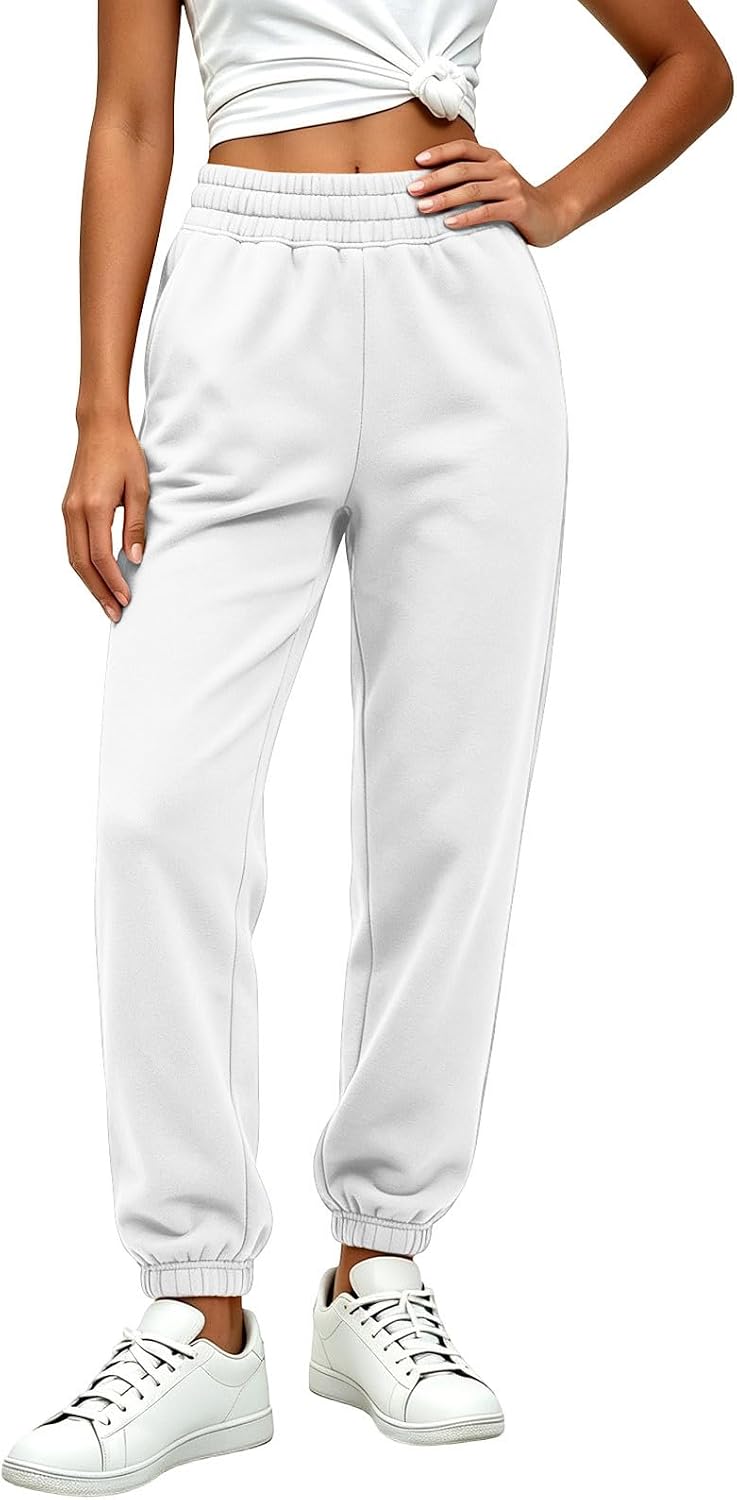 Women's Cinch Bottom Sweatpants Fleece Lined Baggy Lounge Pants Wide Straight Leg Sport Solid Color Sweat Pants