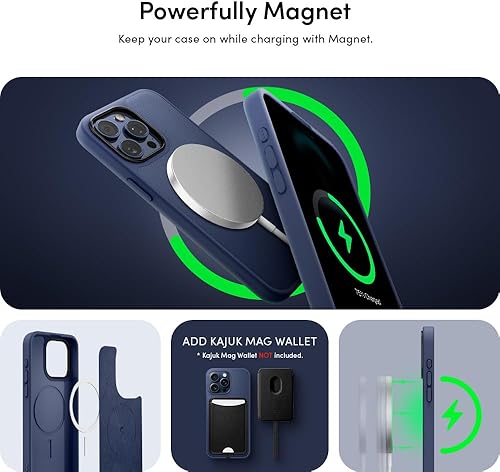 Miniatura 5 de CYRILL Kajuk Mag - Funda de cuero compatible con iPhone 15 Pro Max (2023), funda de cuero vegano de alta calidad, color azul con forro protector de