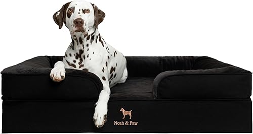 Miniatura 17 de NOAH & PAW Cama grande para perro, 35 x 25 x 11 pulgadas, camas ortopédicas para perros, espuma viscoelástica con cáscara de huevo con gel Negro