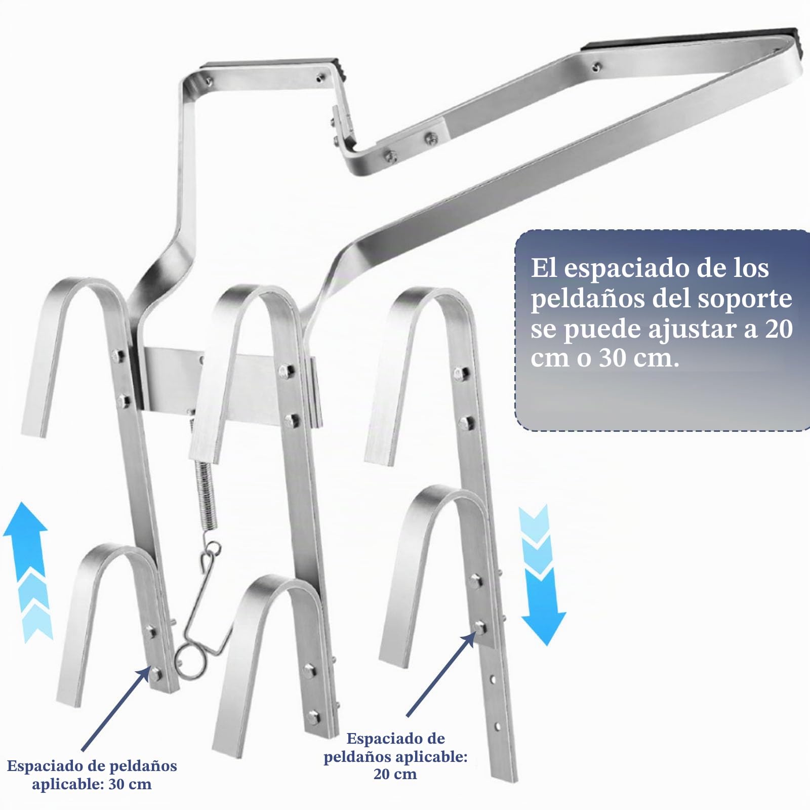 Separador de escalera de aluminio resistente, estabilizador de escalera en forma de V con parachoques de goma antideslizante, ajuste universal para la mayoría de escaleras, accesorio de escalera