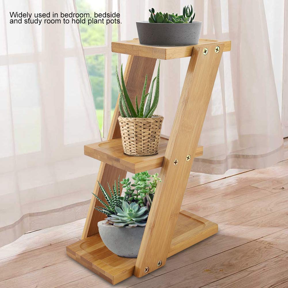 Support à Plantes 3 Niveaux En Bambou - Étagère Table Succulentes, Maison Bureau Balcon - 8