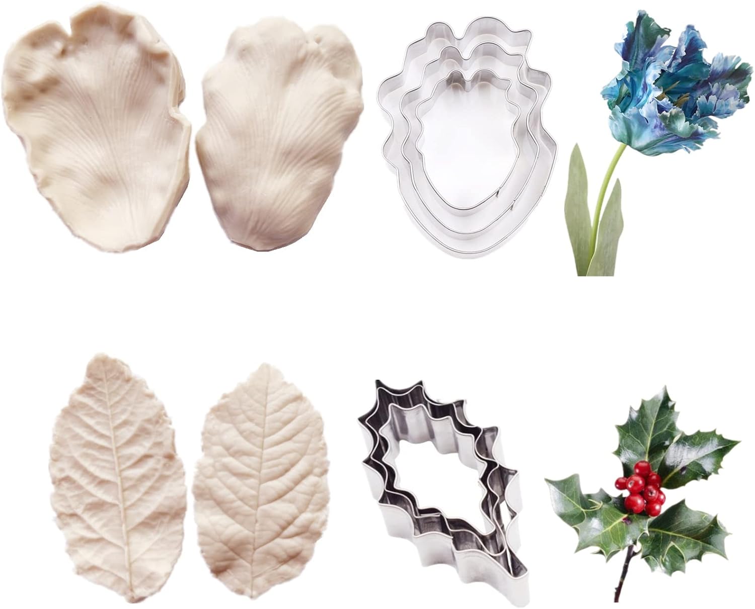 12set Gum Paste Flower Tools- Gumpaste Flower Molds and Fondant Cutters Sugar Cookie Cutter Sugar Paste Making tools for Fondant Wedding,Birthday Cake Decorating