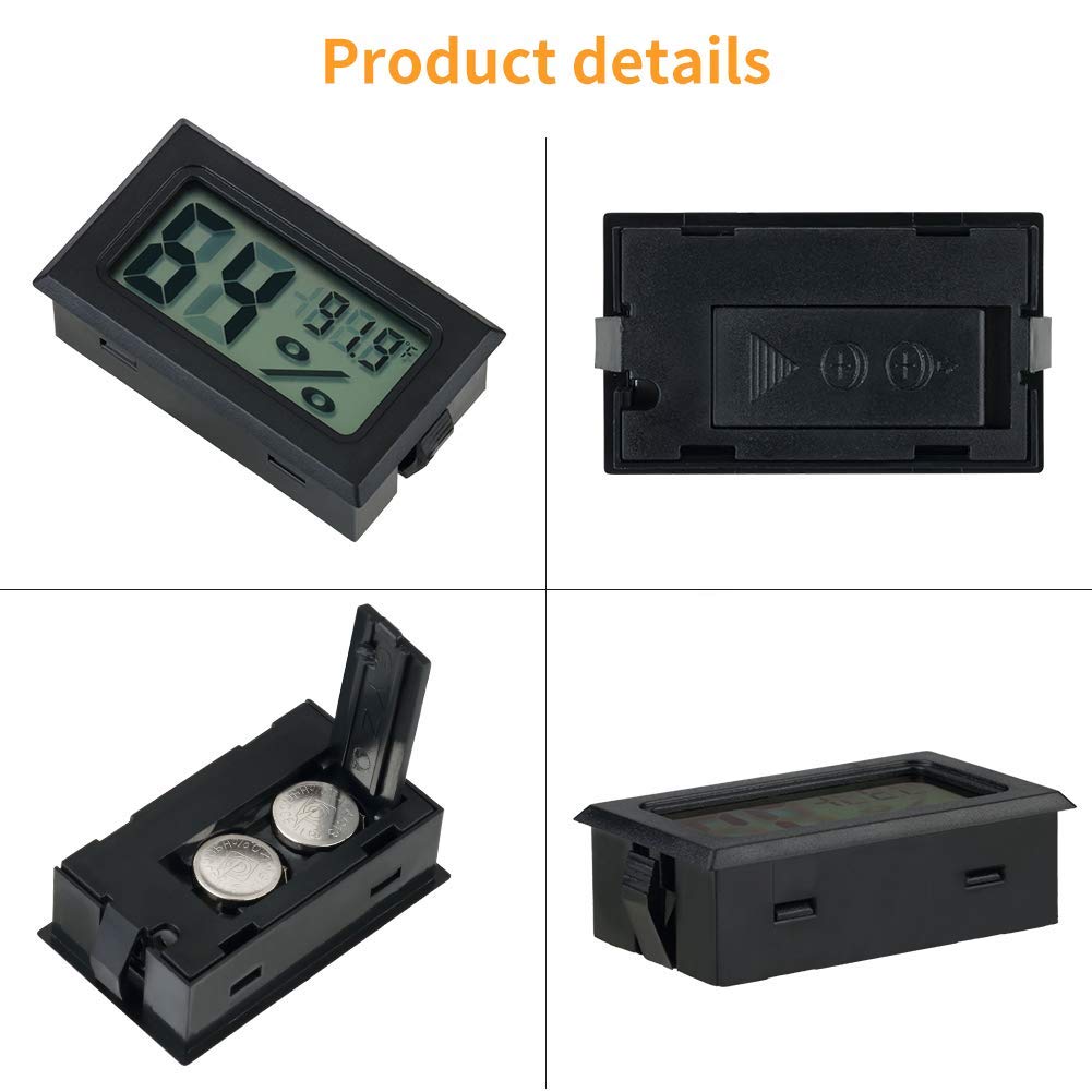 RunSnail 8 Pieces Temperature Humidity Meters Mini Indoor Thermometer Hygrometer LCD Display Fahrenheit (℉) for Humidors,Cellar,Cars,Greenhouse,Garden, Baby Rooms