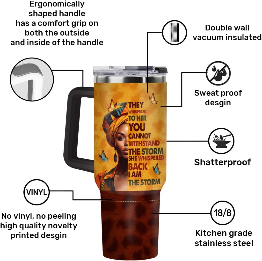Sistabag - Coffee Tumbler For Black Women - Birthday, Mother's Day, Christmas Gifts For Women, Pride Tumbler For Woman (They Whispered To Her, 40 Oz) - Image 4