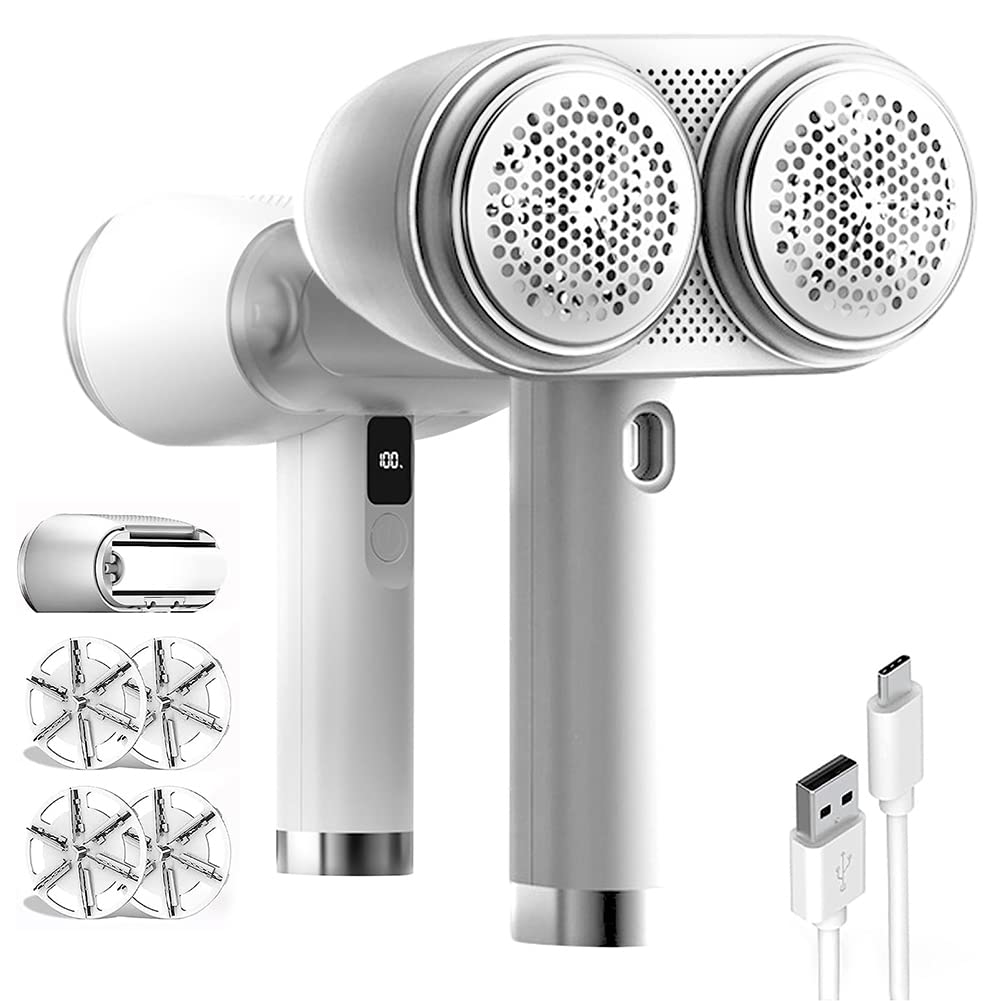 Fabric Shaver,Rechargeable Commercial Lint Remover with LED Display, High-Perf Lint Shaver with 4 Blades,Large Sweater Shaver to Remove Pilling for Fuzz and Pill from Clothes,Furniture,Couch