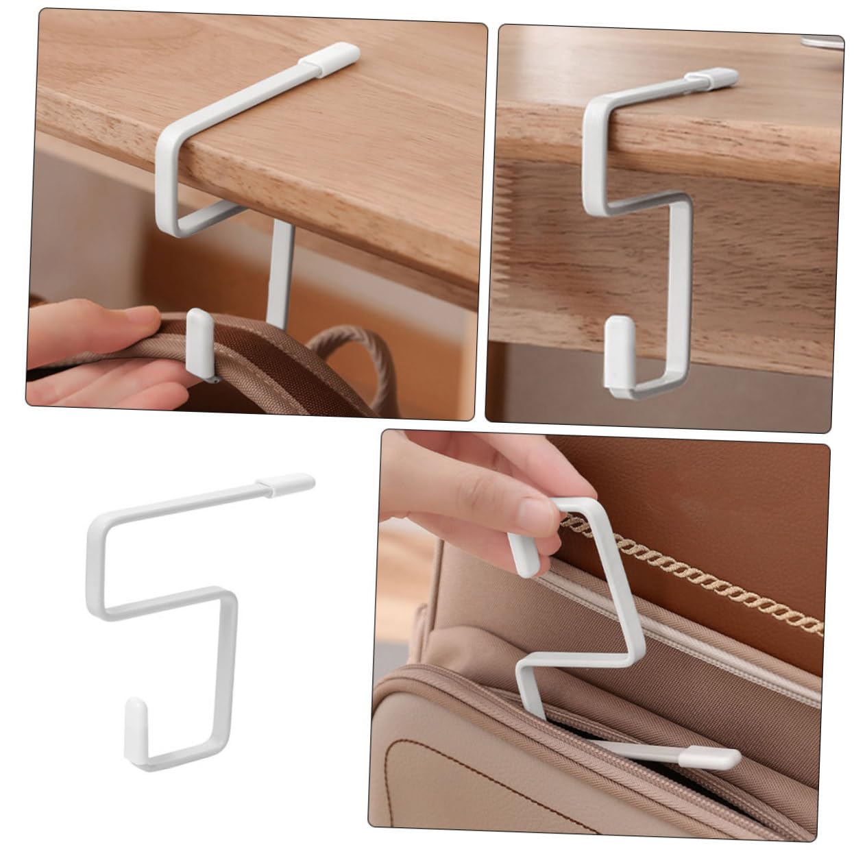 FONDOTIN Handbag Hanger Desk Hook 2 Pack Iron Easy to Move No Damage Tableside Bag Holder for Office Use