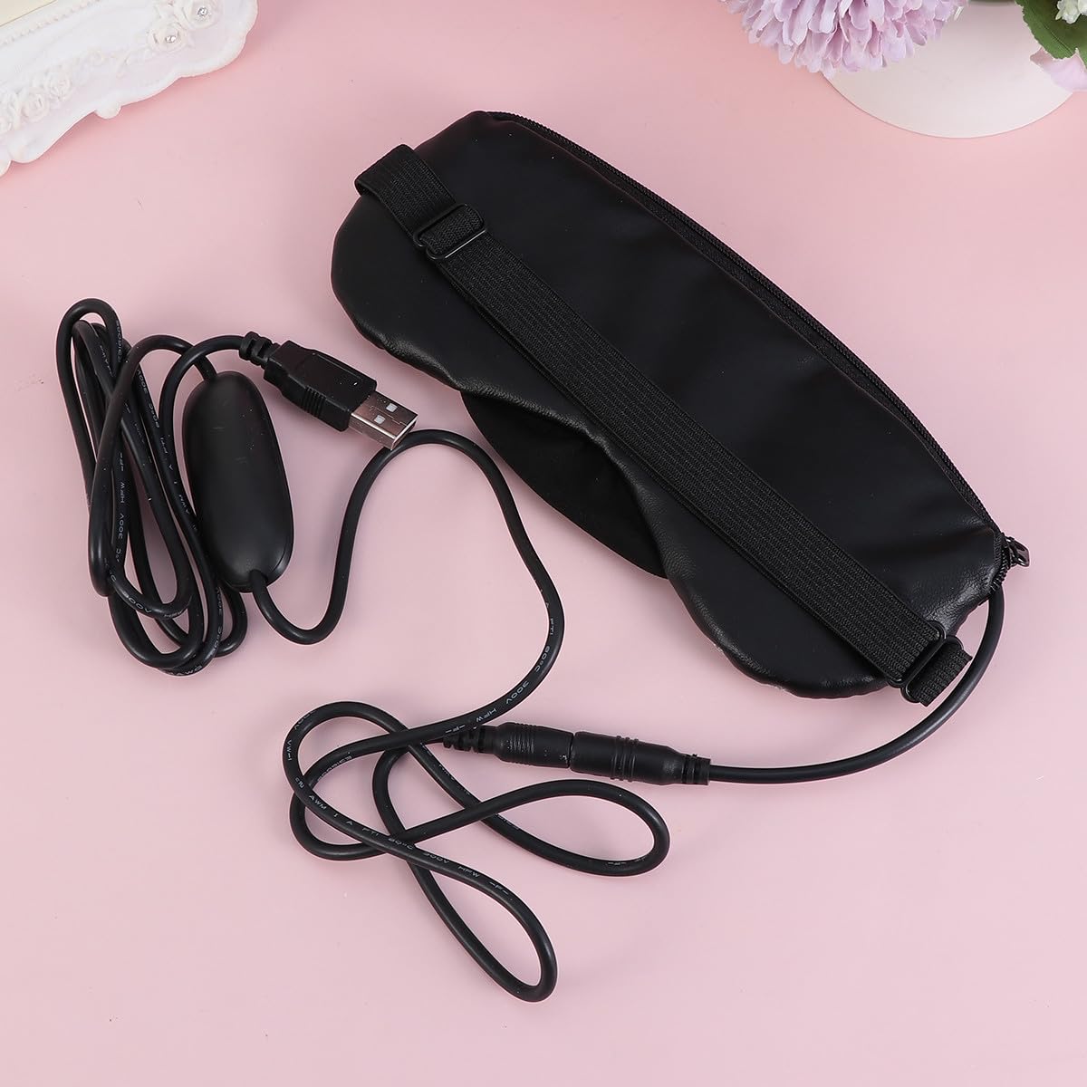 Cabilock Máscara de Vapor para Ojos Recargable USB de Cuero, Antifaz para Dormir Función de Alivio de Cabeza, Adecuado para Uso en Casa y Viajes