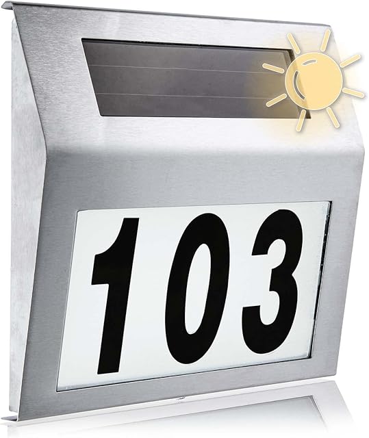 Solarna lampa z numerem domu, podświetlany numer domu z oświetleniem LED, ze stali nierdzewnej, IP44