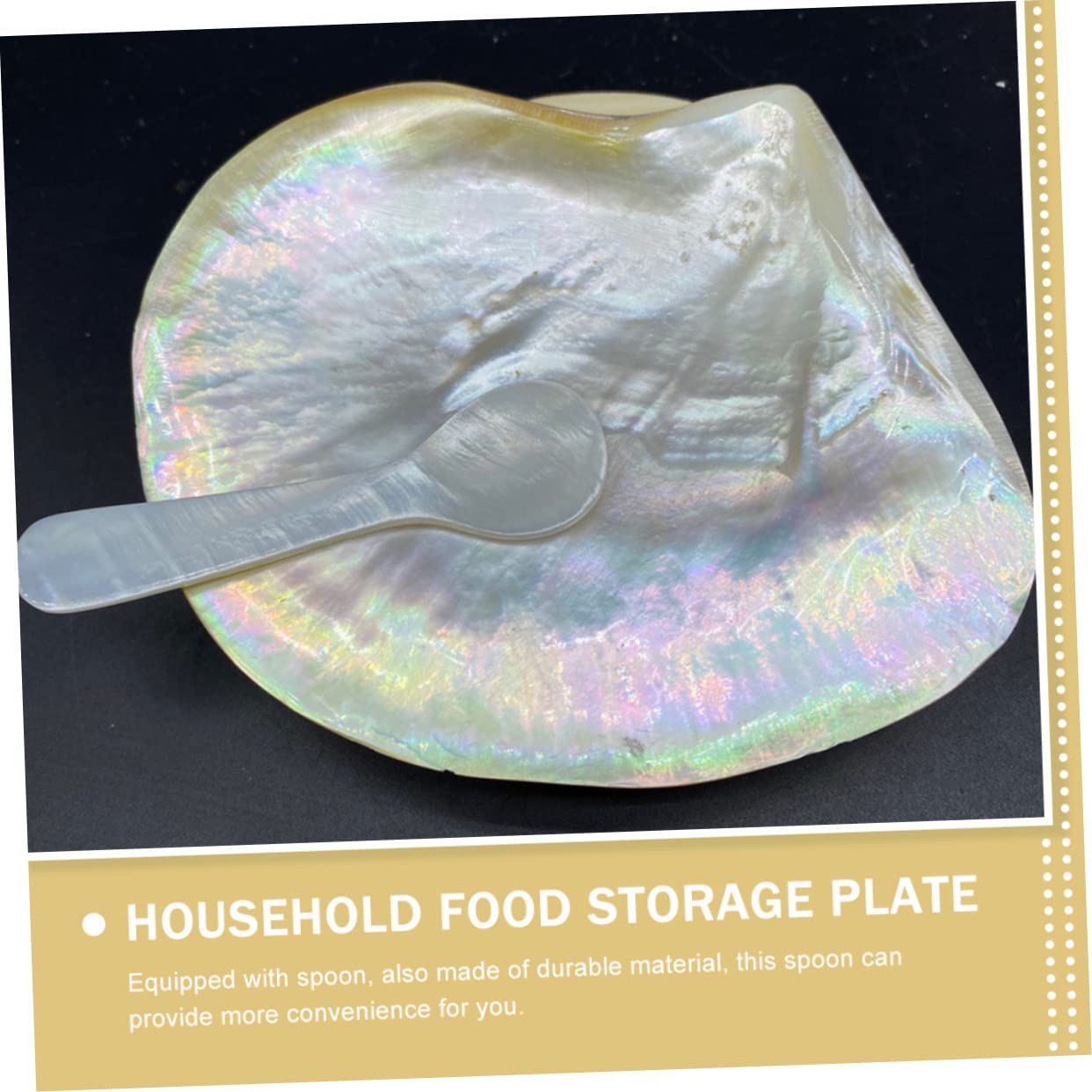 Cabilock 2 Sets Elegant Shell Serving Plate with Spoon Unique Dessert Dish for Home for Snacks Buffets Creative Tableware for Restaurants Bakeries Natural Shell Design