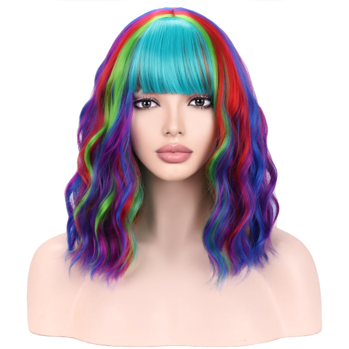 Amazon.com : WTHCOS Rainbow Wigs for Women Girls Short Bob  display picture 1