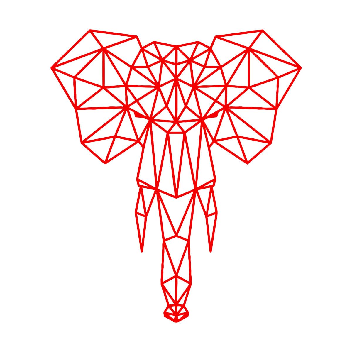 Vinyl Wall Decals Abstract Elephant Head Geometric African Animal 81x94.4cm Art Mural Painting Extra Large red