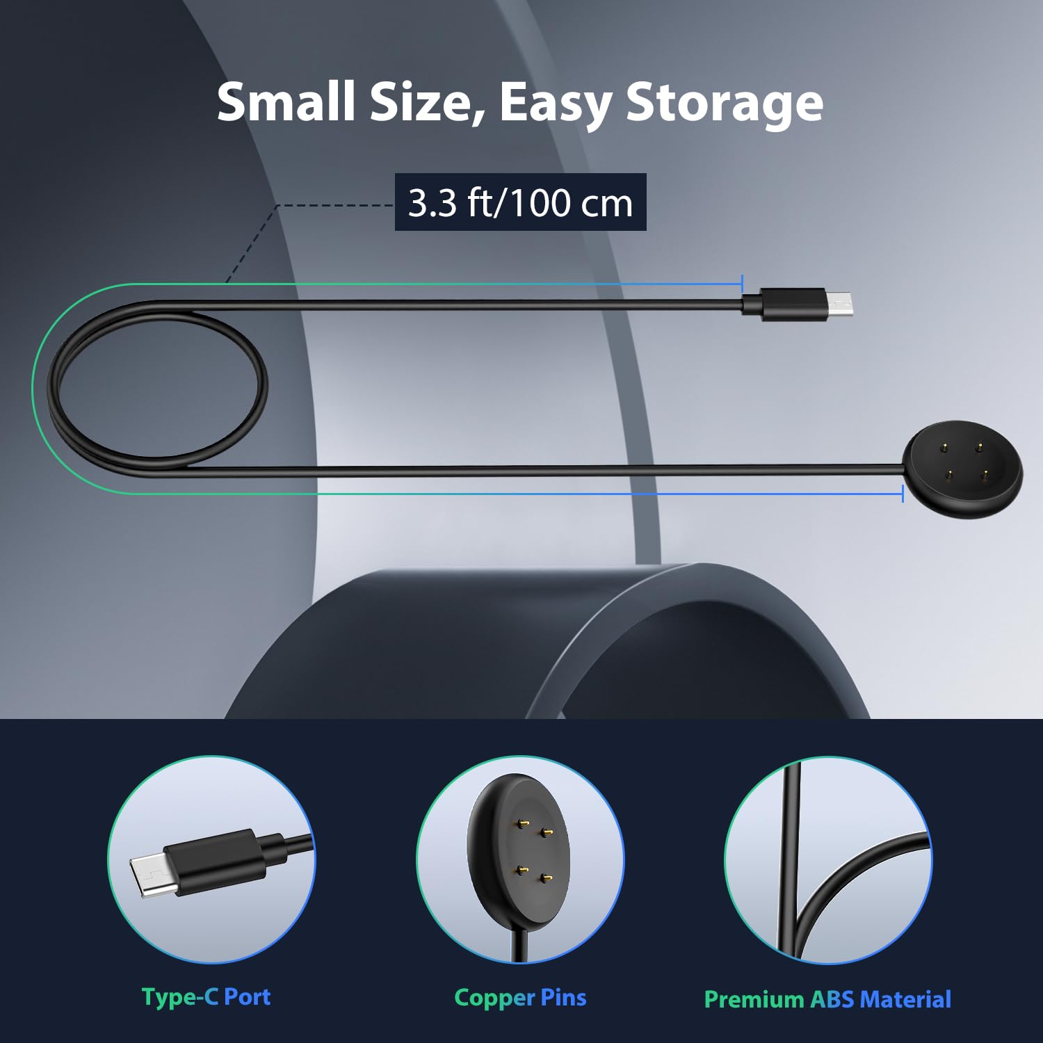 Cavo Ricarica Magnetico Per Google Pixel Watch 3/2 E Fitbit Versa/Sense - 3,3Ft Tipo-C, Ricarica Veloce - Foto 4