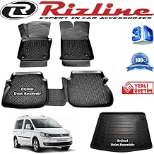 Vw Caddy 3D Paspas + 3D Bagaj Havuzu 2010-2015  le Uyumlu Aras  Siyah Set