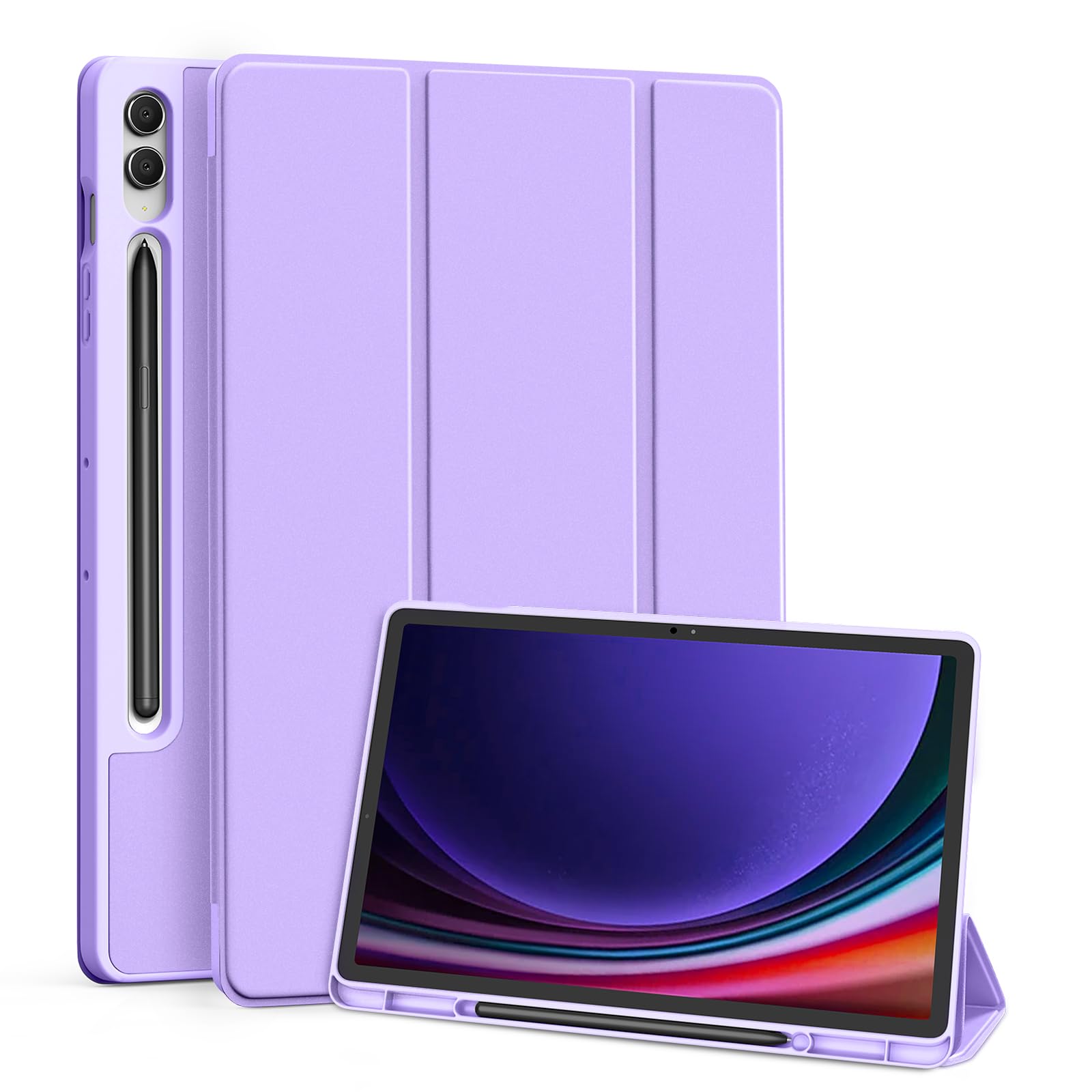 Case for 12.4 Inch Samsung Galaxy Tab S10+ Plus 2024/Tab S9+/ S9 FE Plus 5G 2023 Case with S Pen Holder, Slim Folio Stand Protective Tablet Cover, Auto Wake/Sleep, Multi-Angle Viewing, Light Purple