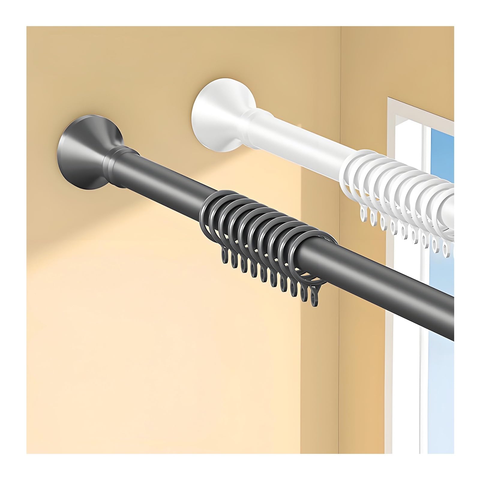 Tringle rideau douche télescopique blanc 40-500cm sans perçage