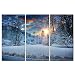 Winter Snow Modern Canvas Painting Wall Art Snowfield Forest Tree Sunrise Sunset Landscape Mountain & Tree Print on Canvas Artwork Wall Decor 3 Pieces