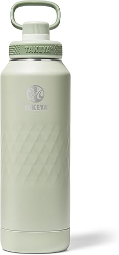 Miniatura 28 de Takeya Sport Botella de agua de acero inoxidable triple aislada de 22 oz con tapa con pico – A prueba de fugas, a prueba de sudor, sin BPA, mantiene