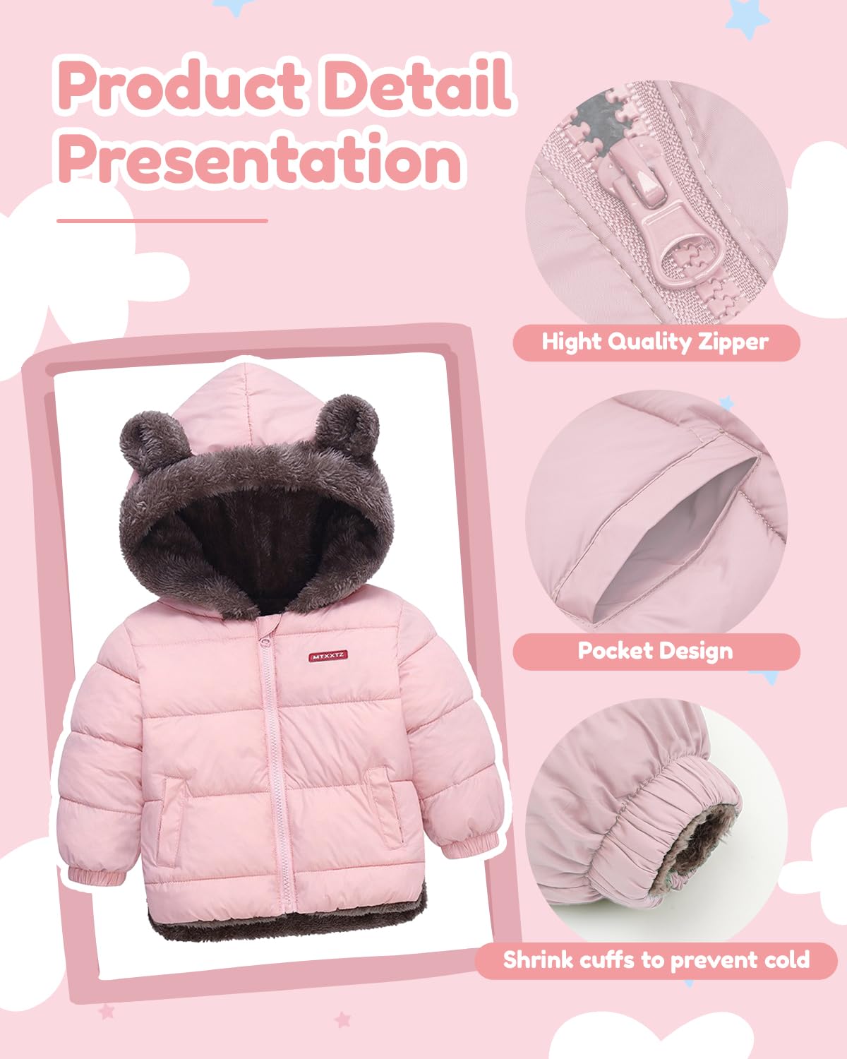 Bebé Invierno VellóN Abrigo NiñOs Muchachos Chaqueta NiñAs Acolchado Ropa 1-6 Años