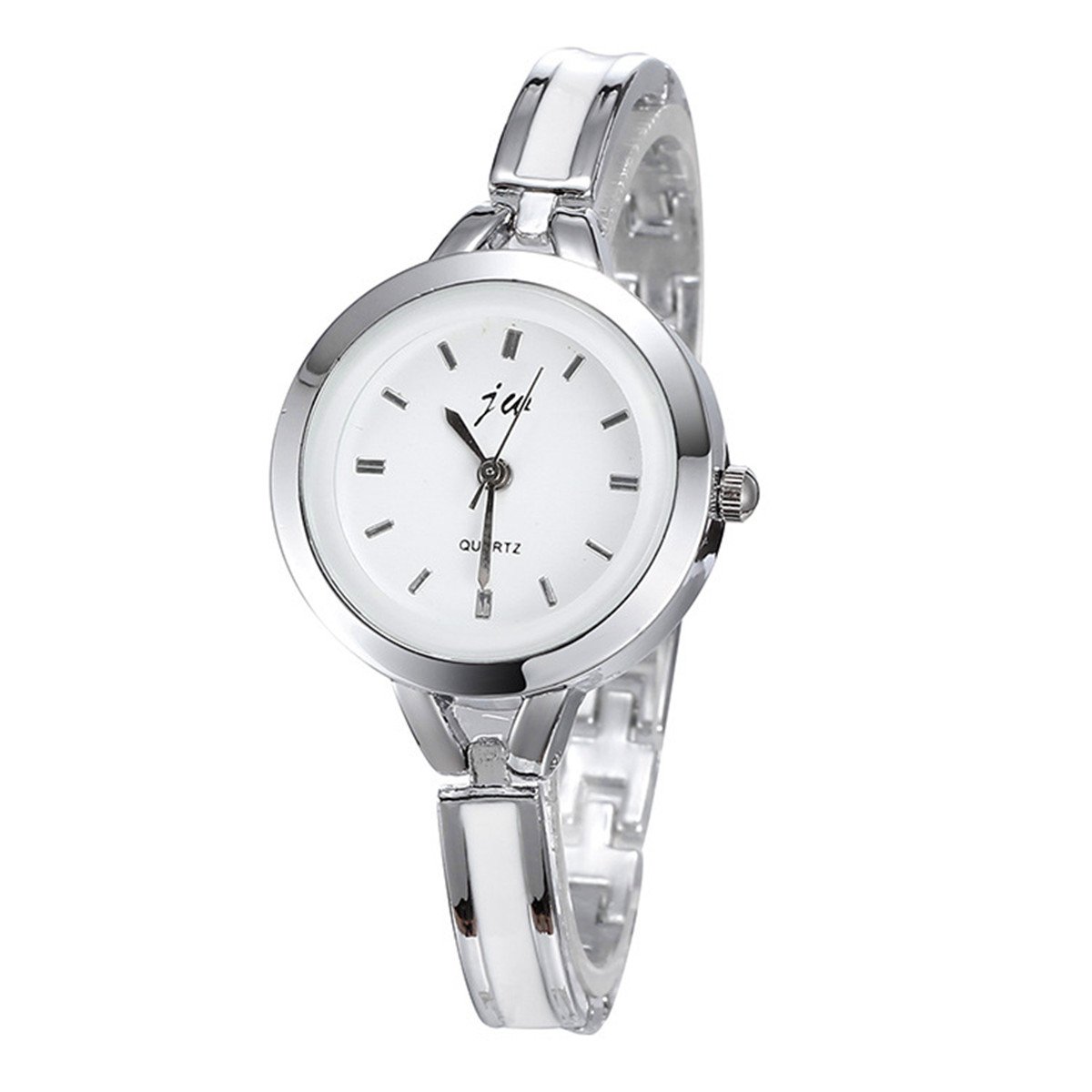 Women Small Watches Silver Bracelet Chain Rhinestone with X Sharp Link Band