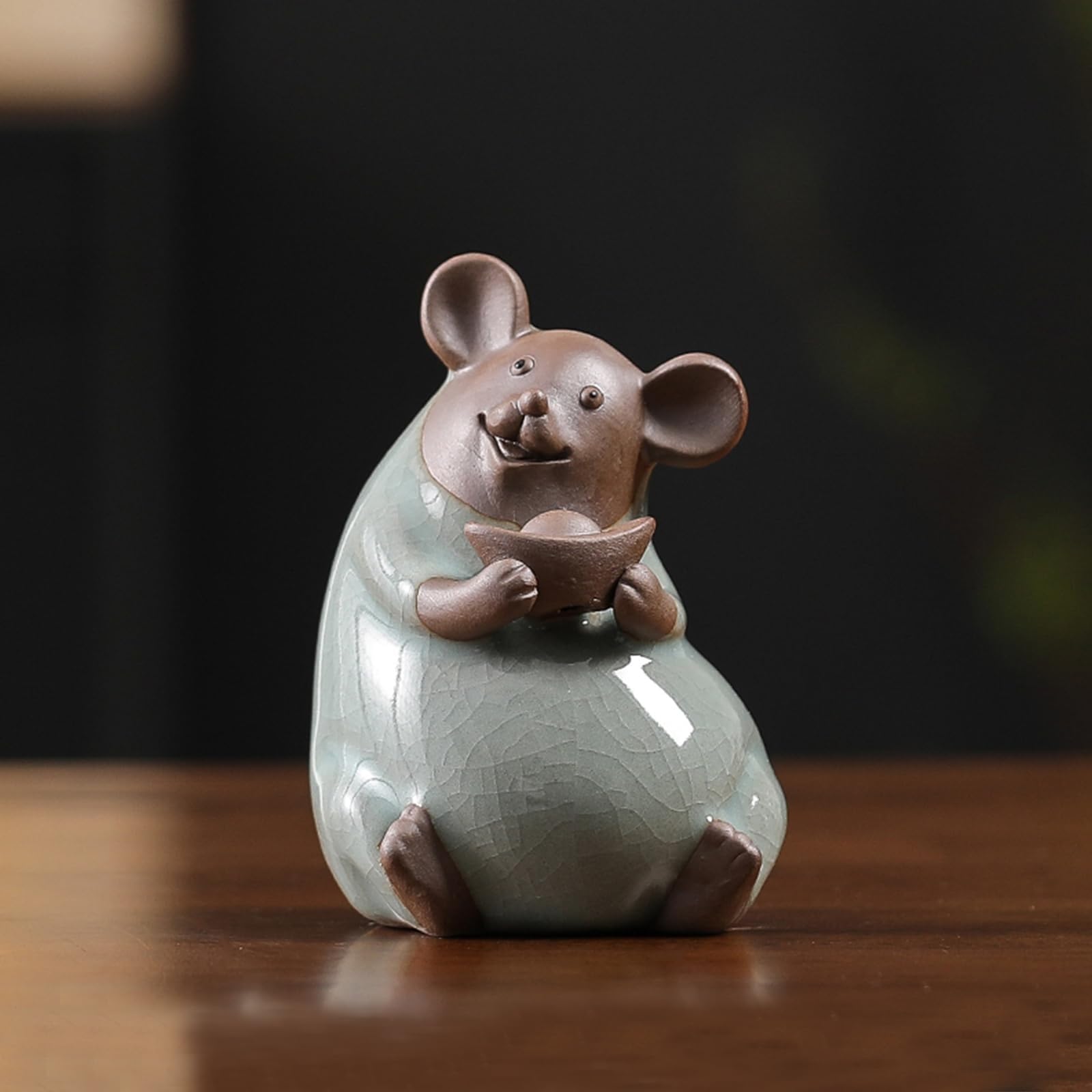 Ceramic animal figurines, Chinese zodiac animal sculptures, symbolizing success and wealth, a lucky gift(#a)