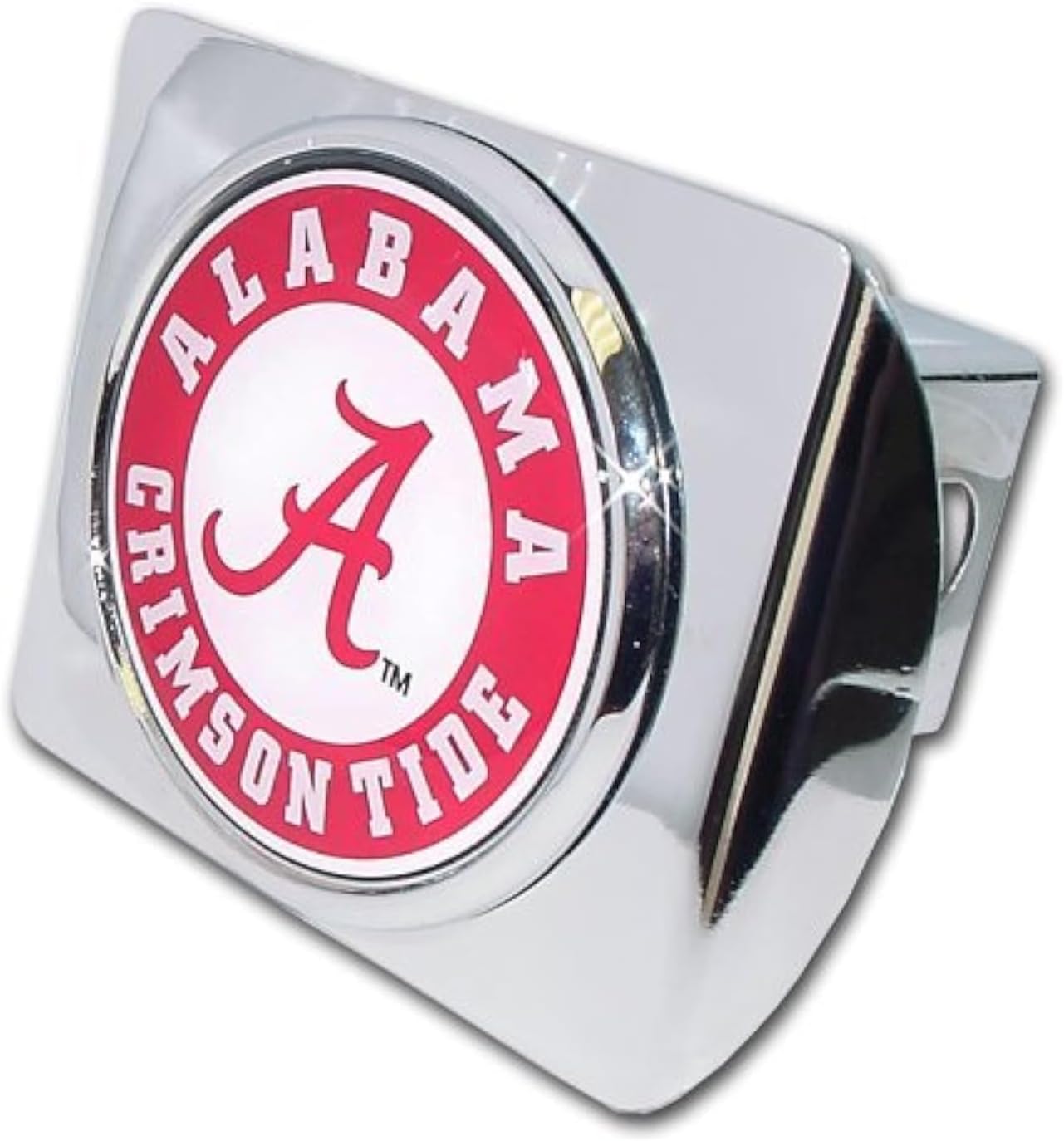 University of Alabama "Bright Polished Chrome with Crimson Tide Seal" NCAA College Sports Metal Trailer Hitch Cover Fits 2 Inch Auto Car Truck Receiver