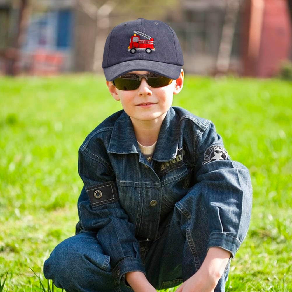 JOONOR Cute Firetruck Embroidered Baseball Hats Adjustable Buckle Cotton Cap Summer fire car Cap for Boys Girls