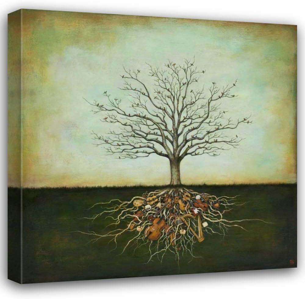 Huynh, Duy 15x15 Black Modern Framed and Double Matted Museum Art Print Titled Strung Together