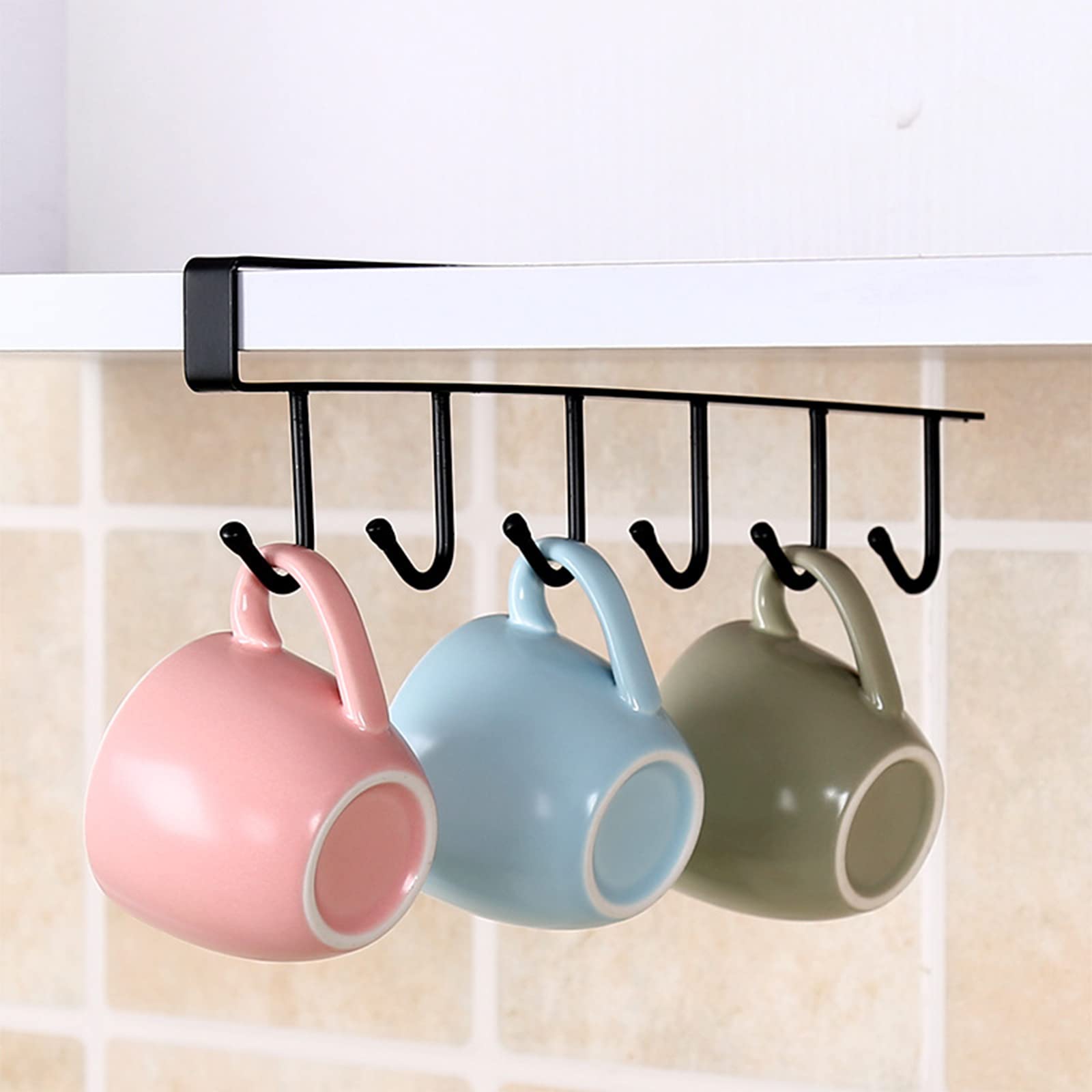 Juego de 2 ganchos para guardar tazas, ganchos para tazas debajo de los gabinetes, pinzas para utensilios de cocina y colgadores para bufandas,blanco | Leroy Merlin