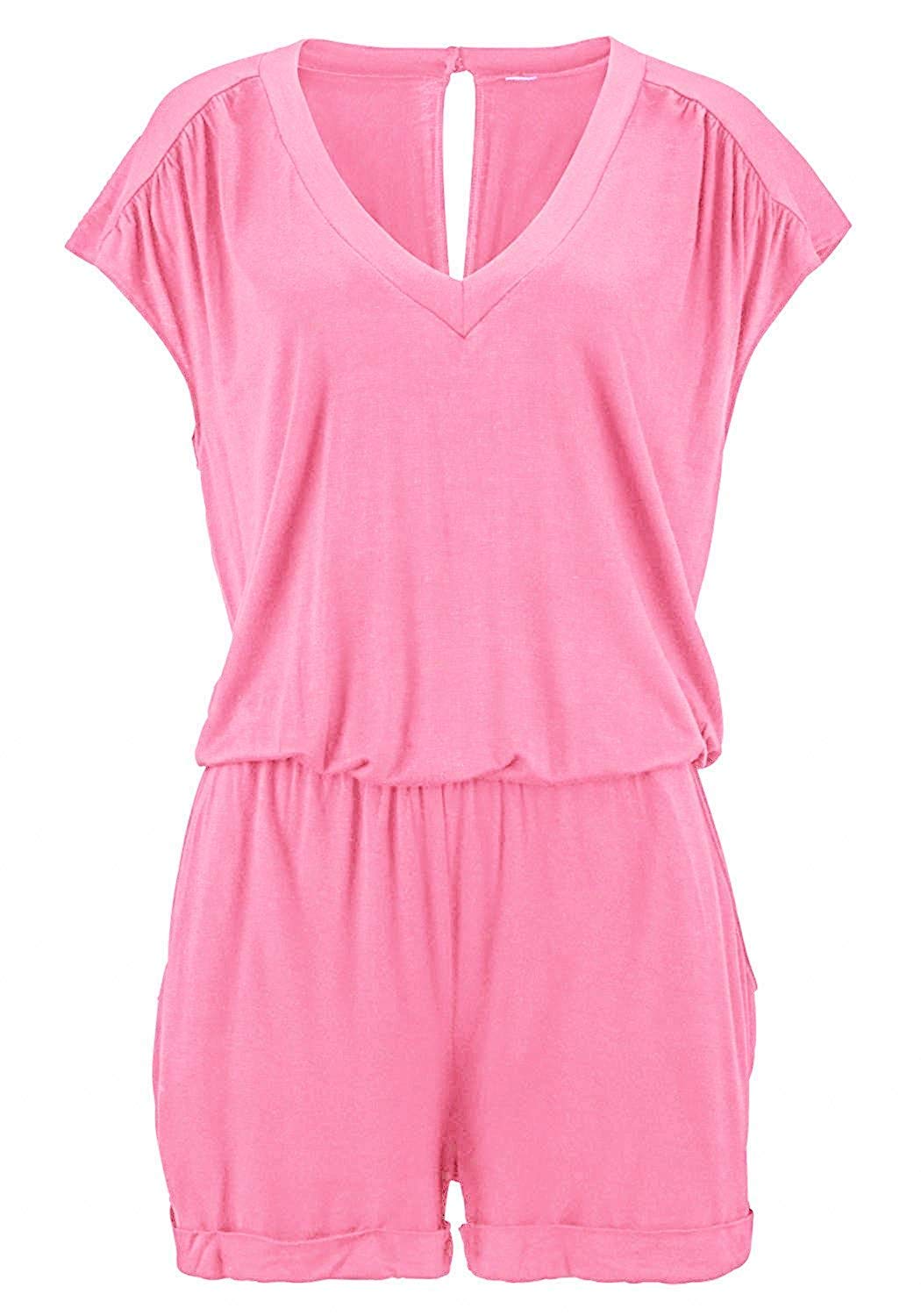 Tutine da Donna Estivo Jumpsuit Elegante Tute Corta Tutine Sexy Monopezzi Scollo V Rompers Pagliaccetti Senza Maniche Pantaloni Shorts Playsuits con Tasche Senza Cintura