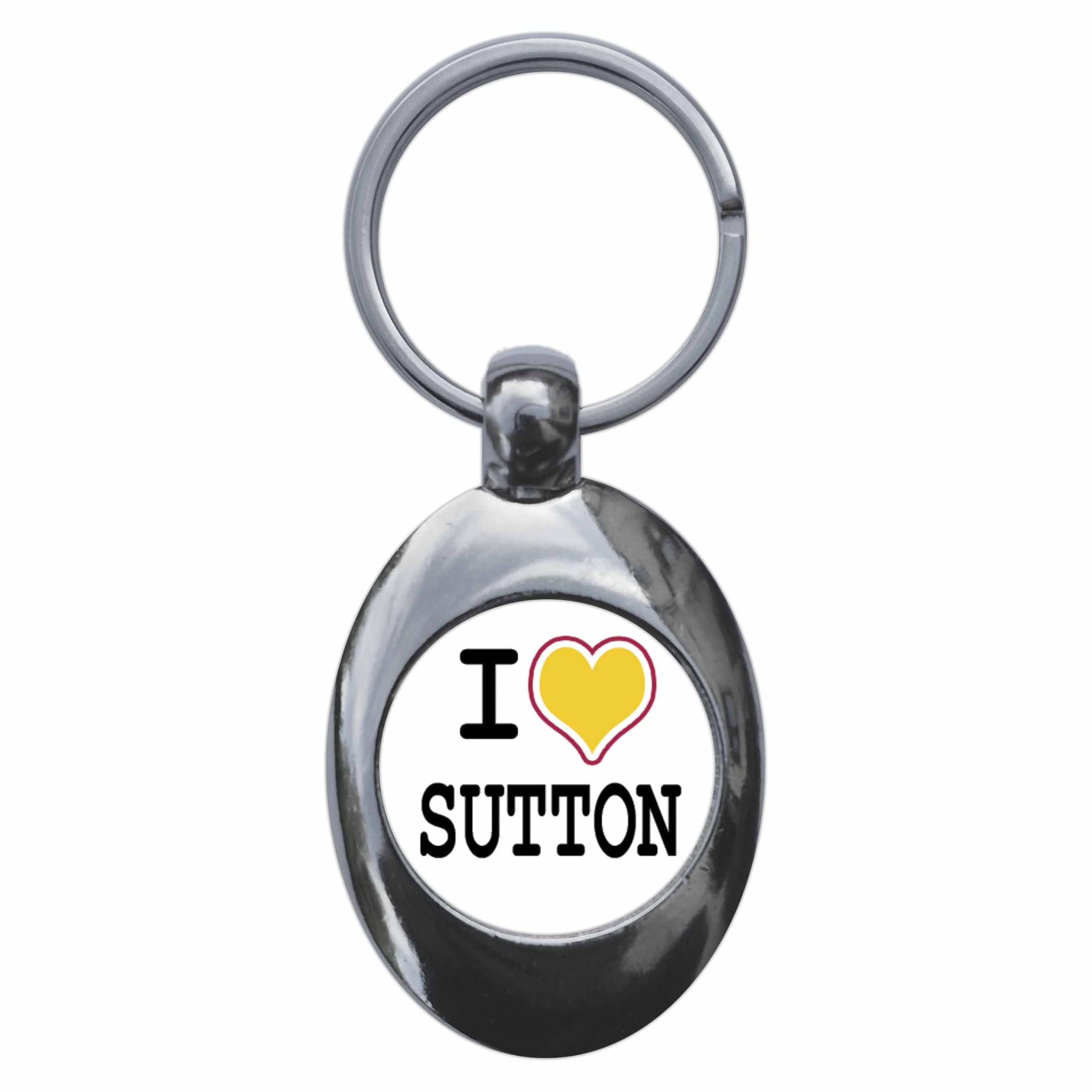 Ozorath I Heart Love Sutton Keyring Keychain With Trolley Coin f