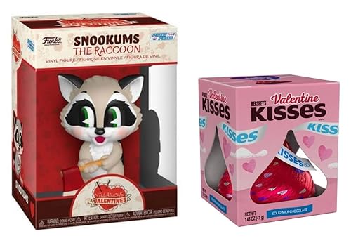 Funko Snookems The Raccoon - Caja de regalo de juguete de San Valentín y HERSHEYS KISSES - Caramelo sólido de chocolate con leche día de San