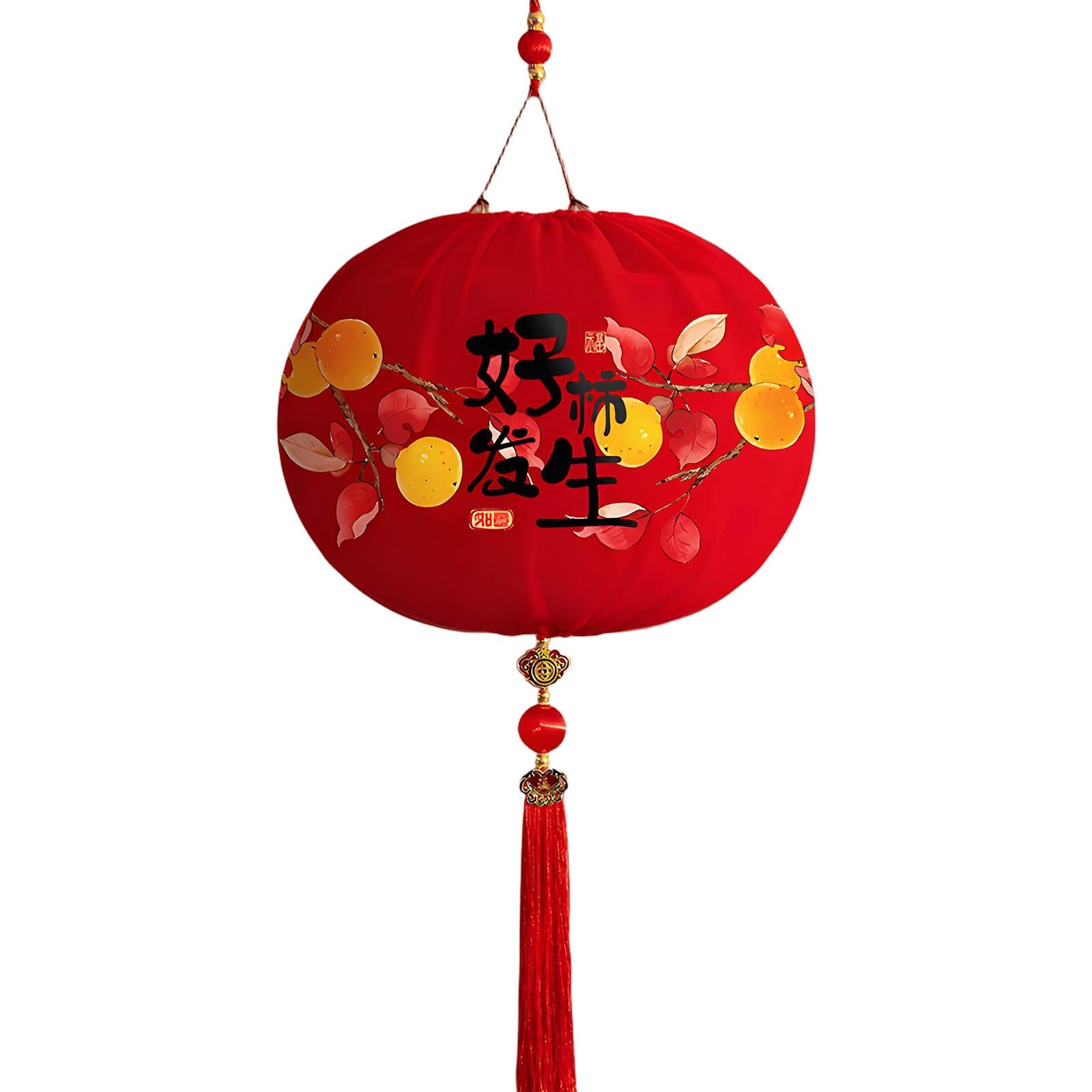 SBZIOJHDR Chinese-style lanterns, Creative Round Red Lanterns with Tassels, Traditional Hanging Decorations, Lucky Lantern(C,15in)