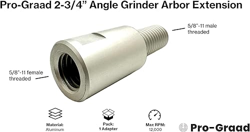 Miniatura 9 de Extensión de eje de amoladora angular de acero inoxidable de 2-34 pulgadas, longitud de rosca de 1-14 pulgadas, roscas adicionales en herramientas