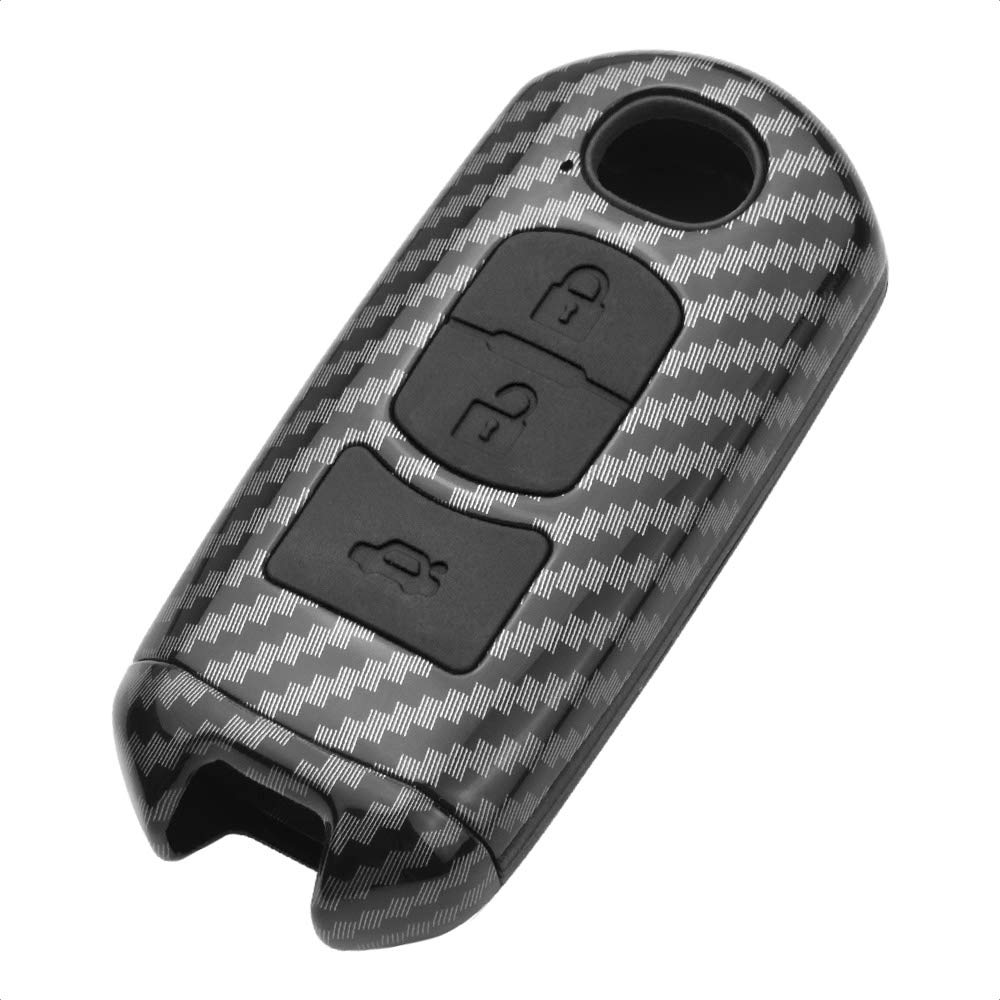 TANGSEN Smart Key Fob Case Compatible with FIAT124 Spider Mazda 3 6 CX-5 CX-7 CX-9 MX-5 Miata for Scion IA for Toyota Yaris IA 2 3 4 Button Keyless Entry Remote Cover Carbon Fiber Pattern