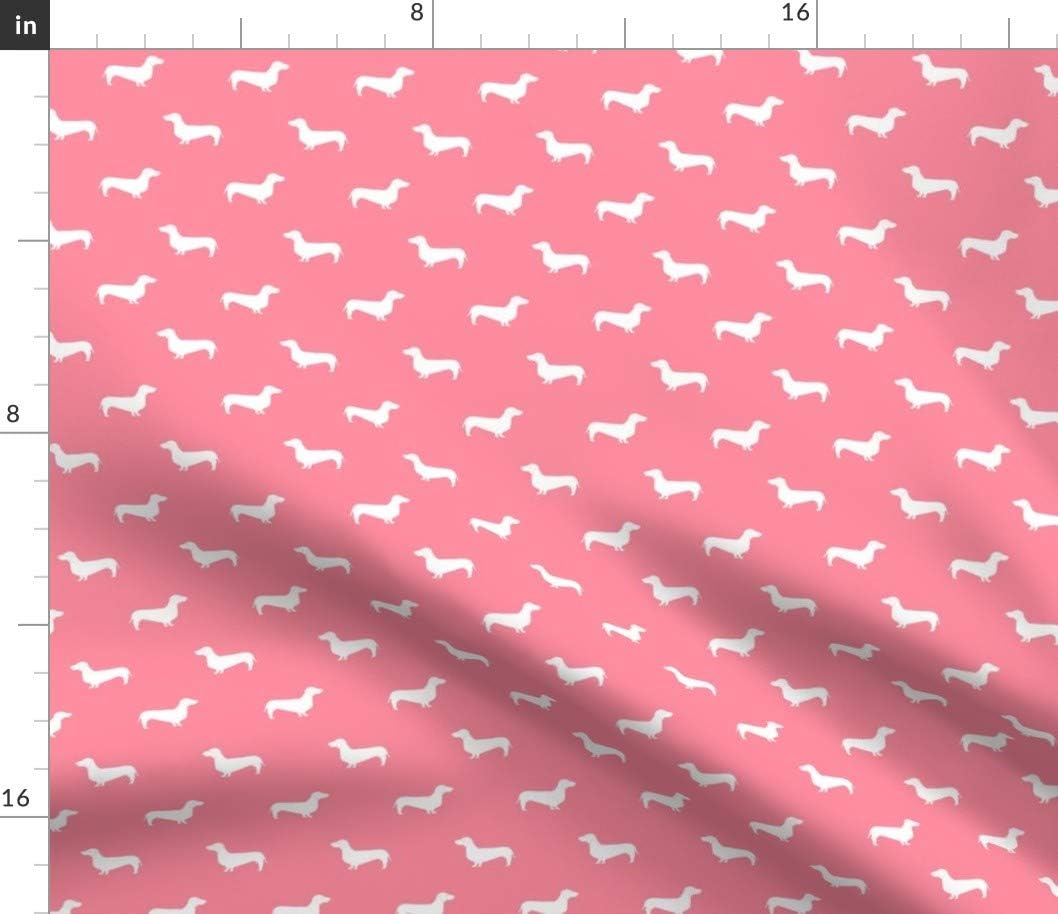 Spoonflower Fabric - Flamingo Pink Dachshund Silhouette Dachshunds Dogs Dog Printed on Petal Signature Cotton Fabric by The Yard - Sewing Quilting Apparel Crafts Decor