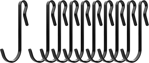Soporte para utensilios de cocina, gancho en S, ganchos planos en S de metal resistente para colgar sartenes y ollas (10 unidades)