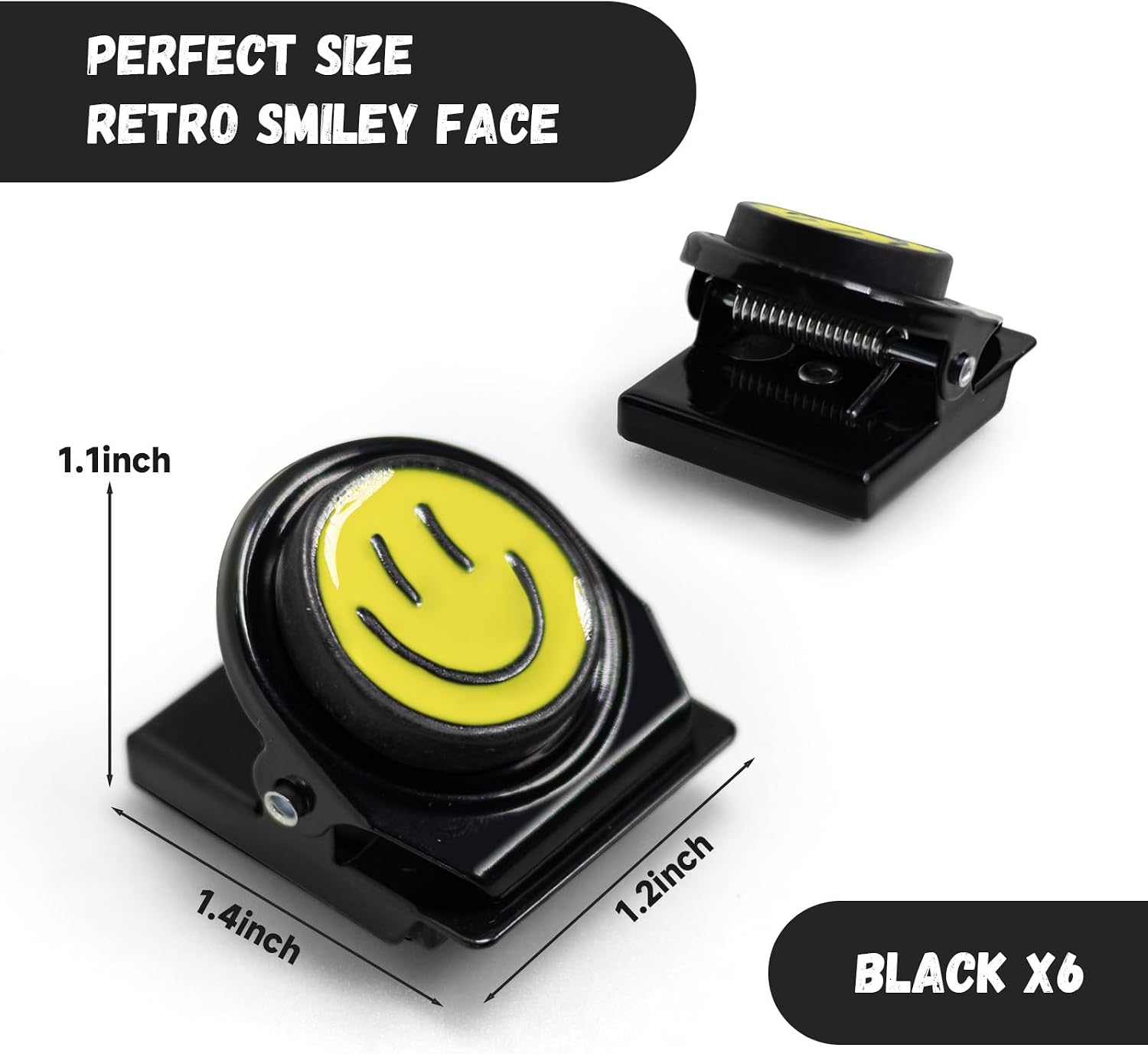 Happy Face Magnetic Clips, 6 Pack Fridge Magnets, Heavy Duty Magnet Clips image 2