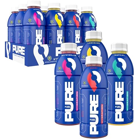 Pure Fuel Healthy Hydration Drinks - Limitless Lemonade, Berry Blitz, Tropical Torrent and Watermelon Blast - Sports Drinks - Plant Based - Variety Pack - 12pk x 16.9 fl oz